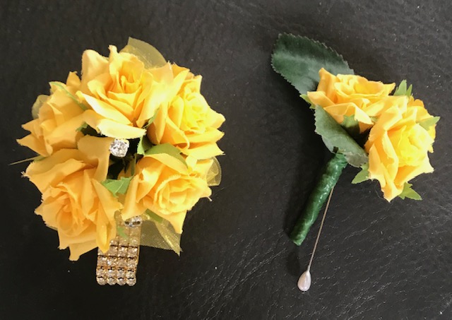 Yellow Spray Roses with Matching Buttonhole